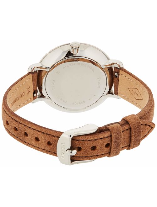 Fossil Women's Jacqueline Quartz Stainless Steel and Leather Casual Watch, Color: Silver-Tone, Brown (Model: ES3708)