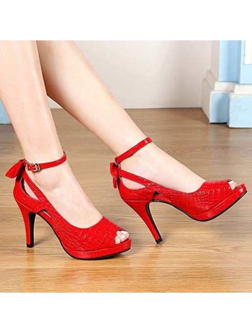 getmorebeauty Women's High Heels Shoes Ankle Straps Dress Heeled Sandals