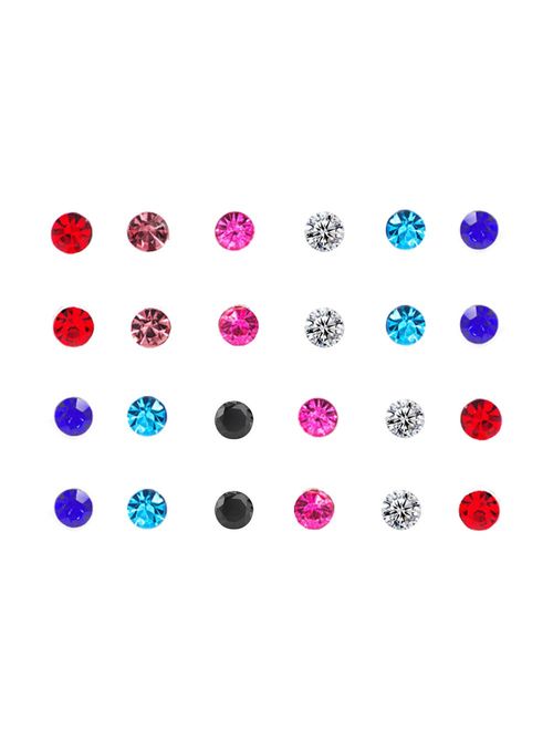 Spiritlele 12 Pairs Colors Crystal Flower Face Magnetic Clip Non Piercing Earrings Set Unisex