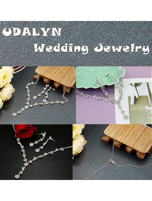 Udalyn Rhinestone Bridesmaid Jewelry Sets for Women Necklace and Earring Set for Wedding with Crystal Bracelet
