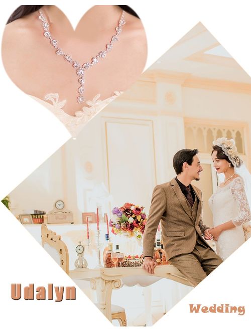 Udalyn Rhinestone Bridesmaid Jewelry Sets for Women Necklace and Earring Set for Wedding with Crystal Bracelet