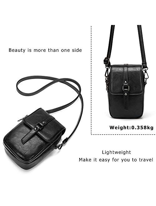 Women Vintage Crossbody Phone Bag, Small Messenger Shoulder Bag Cash Handbag Wallet Purse