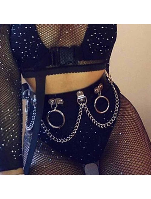 Victray Punk Leather Waist Chains Beach Ring Body Chain Fashion Rave Belts Body Accessories Jewelry for Women and Girls