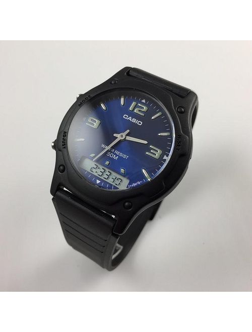 Casio Men's Blue Dial Ana-Digi Watch, Black Resin Strap