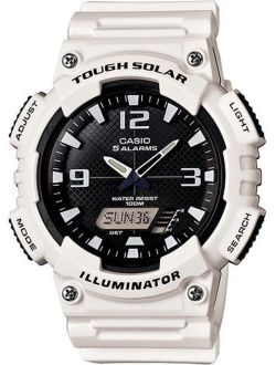 Men's Solar Sport Combination Watch, White Glossy Resin Strap AQS810WC-7AV