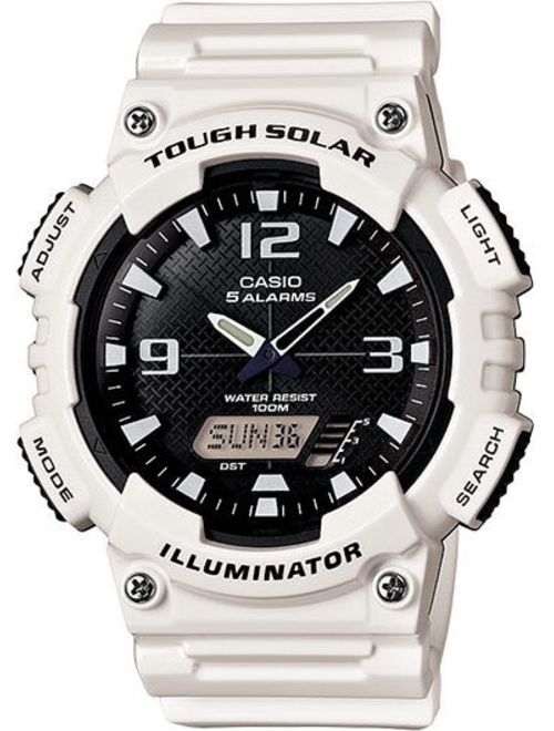 Casio Men's Solar Sport Combination Watch, White Glossy Resin Strap AQS810WC-7AV