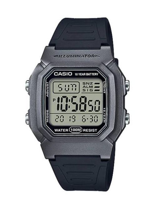 Casio Men's Dual Time Digital Watch, Silver/Black - W-800HM-7AVCF