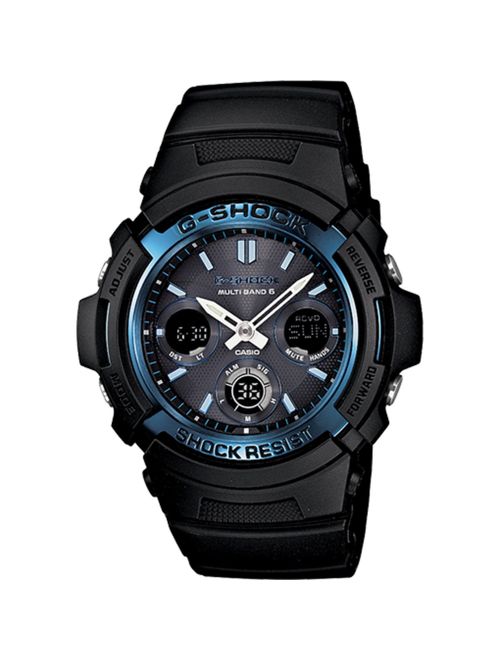 Casio Men's G-Shock Solar-Atomic Analog-Digital Watch, Black/Blue