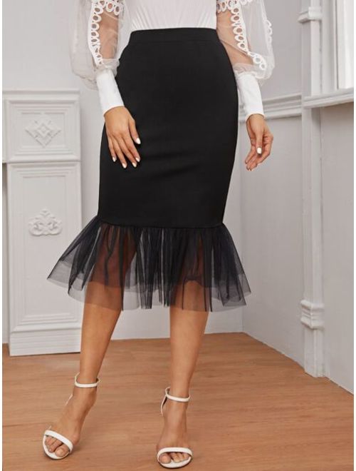 Shein Mesh Fishtail Hem Skirt