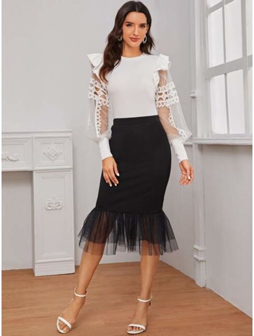 Shein Mesh Fishtail Hem Skirt