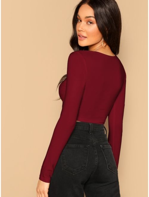 Shein Solid Fitted Crop Top