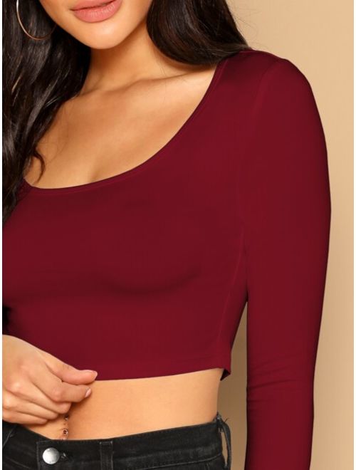 Shein Solid Fitted Crop Top