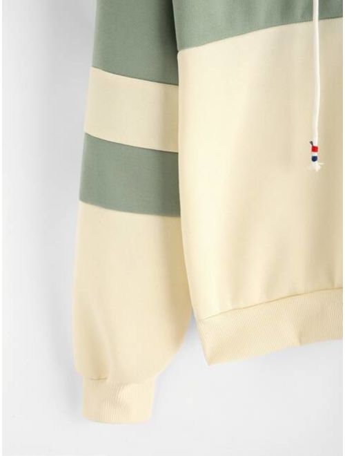 Shein Cactus Embroidered Color Block Hoodie