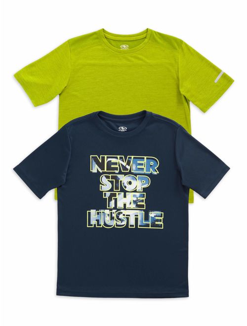 Athletic Works Boys 4-18 & Husky Crew Neck Short Sleeve Active & Graphic T-Shirt, 2-Pack Bundle
