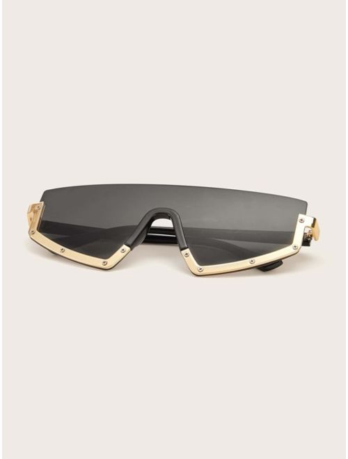 Shein Flat Top Half Metal Frame Sunglasses