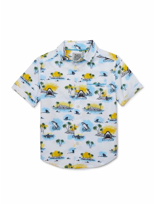 365 Kids from Garanimals Boys' 4-10 Island Shark Print Button Down Shirt