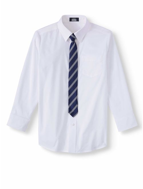 Arrow Aroflex Stretch Poplin Dress Shirt and Tie, 2 Piece Set (Husky Boys)