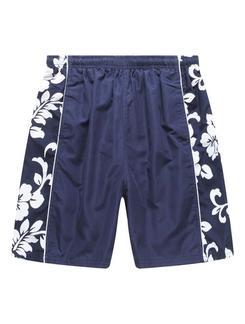Hawaii Hangover Men's Swim Trunk in Navy with Side Floral Hibiscus
