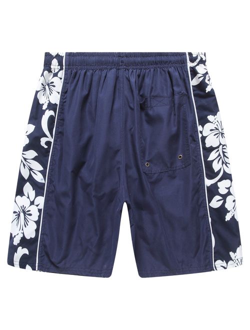 Hawaii Hangover Men's Swim Trunk in Navy with Side Floral Hibiscus