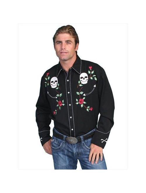 Scully P-771-BLK-L Mens Western Shirt - Black, Large