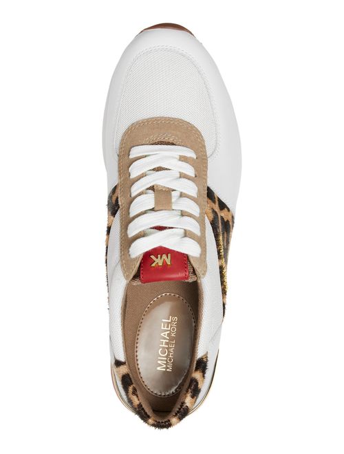 Michael Kors MK Women's Allie Trainer Leather Sneakers Shoes Natural Cheetah (5)