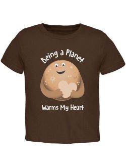 Pluto Planet Warms my Heart Brown Toddler T-Shirt - 4T