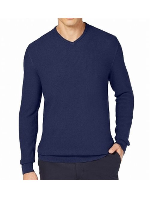 Navy Mens Pull-Over Knit V-Neck Sweater XL