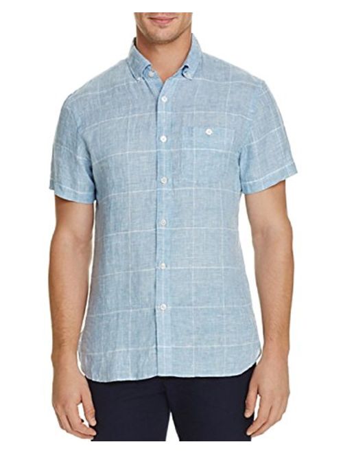 Todd Snyder Linen Glen Plaid Regular Fit Button-Down Shirt (Blue, M)
