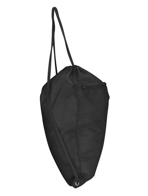 DALIX Drawstring Backpack Tote Sock Sack Pack with Zipper Front Pocket in Black