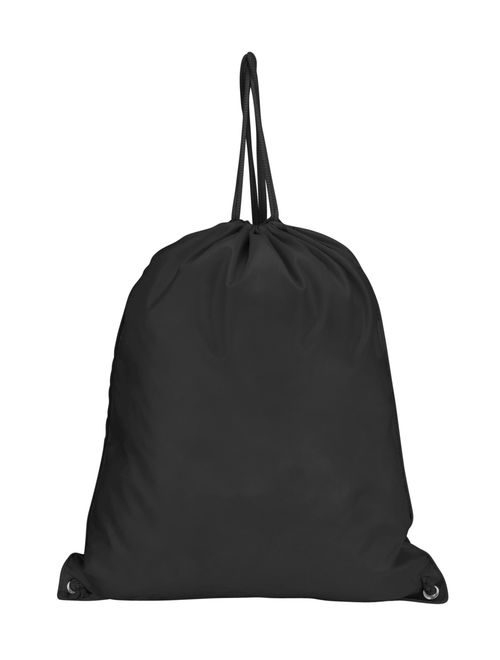 DALIX Drawstring Backpack Tote Sock Sack Pack with Zipper Front Pocket in Black