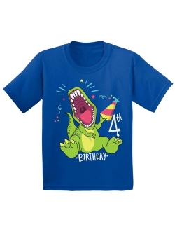 Dinosaur Birthday Shirt for 4 Year Old 4th Birthday Party Shirt Dinosaur Gifts for Kids Dinosaur Themed Birthday Party 4th Birthday Boy Shirt Gifts for 4 Y