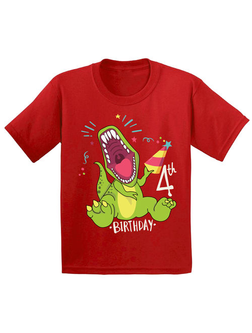 Awkward Styles Dinosaur Birthday Shirt for 4 Year Old 4th Birthday Party Shirt Dinosaur Gifts for Kids Dinosaur Themed Birthday Party 4th Birthday Boy Shirt Gifts for 4 Y