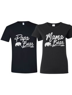 Texas Tees Brand: Family Shirt, Papa Bear Mama Bear Shirts, Black Ladies Small & Black Mens Small