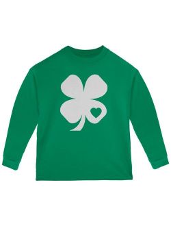St. Patricks Day Shamrock Heart Toddler Long Sleeve T Shirt Green 4T