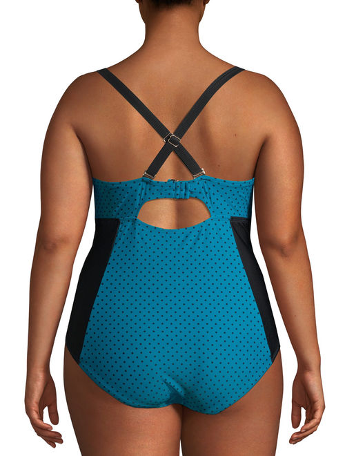 Terra & Sky Women's Plus Size Hottie Dottie One Piece Swimsuit