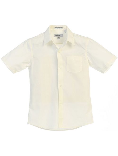 Gioberti Big Boys Ivory Solid Color Button Down Short Sleeved Shirt