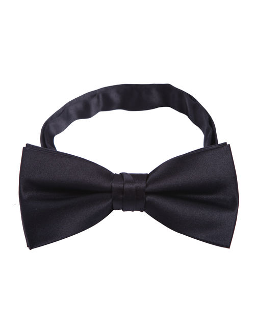 Men's Bow Tie Premium Pre-Tied Bowtie Adjustable Fashion Tuxedo Accessory (Black)