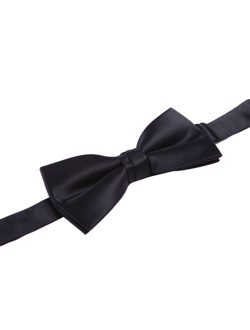 Men's Bow Tie Premium Pre-Tied Bowtie Adjustable Fashion Tuxedo Accessory (Black)