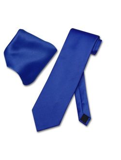 Solid ROYAL BLUE Color NeckTie & Handkerchief Men's Neck Tie Set