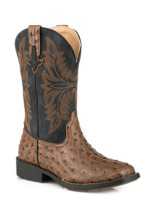 Roper Jed Kids Boys Brown Faux Leather Cowboy Boots 12