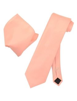 Solid PEACH Color NeckTie & Handkerchief Men's Neck Tie Set