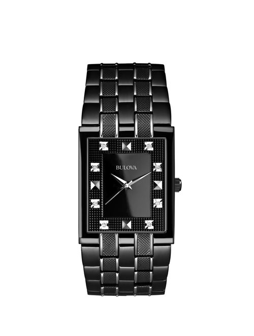 Bulova Men's Black IP Stainless Steel Diamond Watch