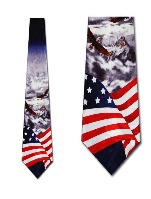 US Flag with Eagles Necktie Mens Tie by Steven Har
