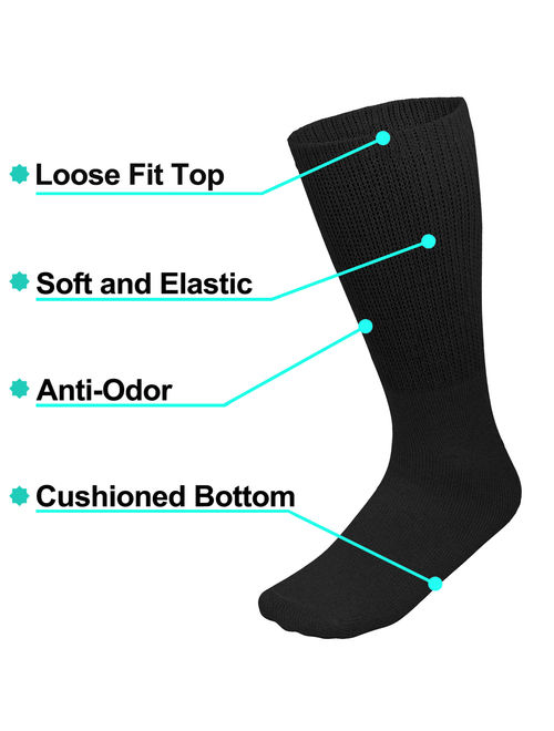 Physicians Approved Diabetic Socks Crew Unisex 3 or 6-Pack