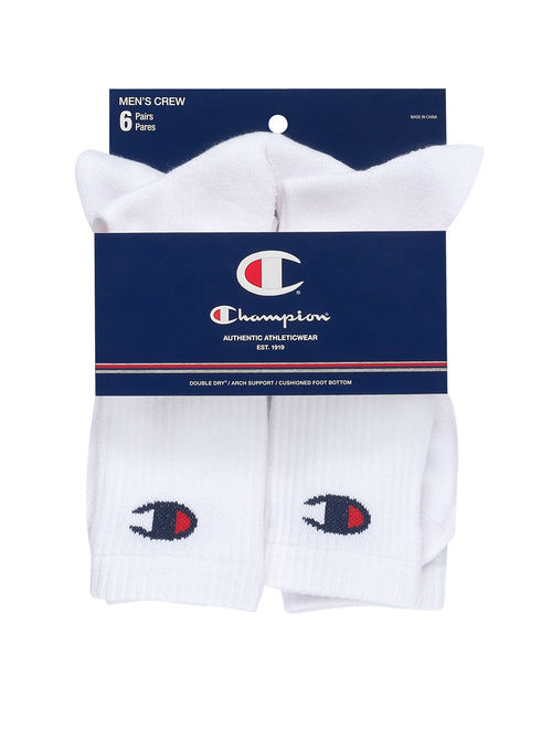 Champion Men's Logo Crew Socks, 6 Pack