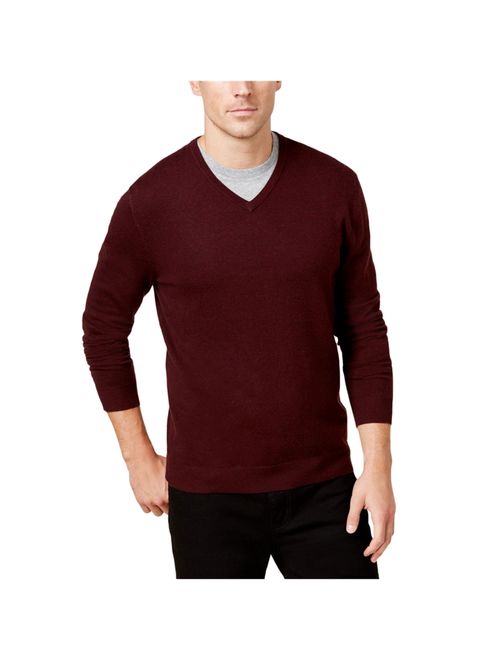 Alfani NEW Red Port Mens Size 3XL V-Neck Classic-Fit Ribbed Sweater