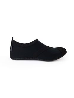 FitKicks Original Women's Foldable Active Lifestyle Minimalist Footwear Barefoot Yoga Sporty Water Shoes (Large, Black V2)