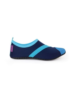 FitKicks Original Women's Foldable Active Lifestyle Minimalist Footwear Barefoot Yoga Sporty Water Shoes (Large, Black V2)