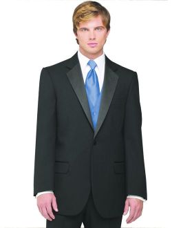7-Piece Formal Tuxedo with Pleated Front Pants, Shirt, Cornflower Vest, Tie & Cuff Links. Prom, Wedding, Cruise