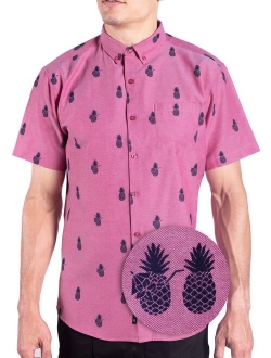 Visive Hawaiian Mens Shirts For Men Button Down - Up Short Sleeve -Navy Baseball-3X-Large